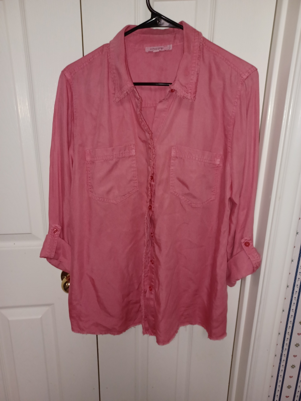 Chico's Pink Button-Front Utility Shirt - Picture 4 of 8